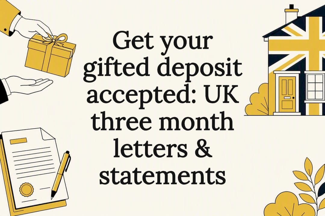 Get your gifted deposit accepted: UK three month letters & statements